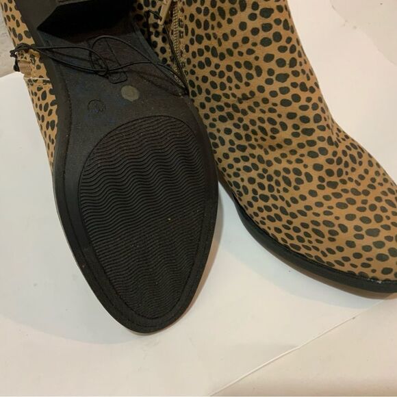 New Arizona Womens Booties Block Heel Leopard Print Brown Ankle Boots Size 11 - Picture 6 of 12